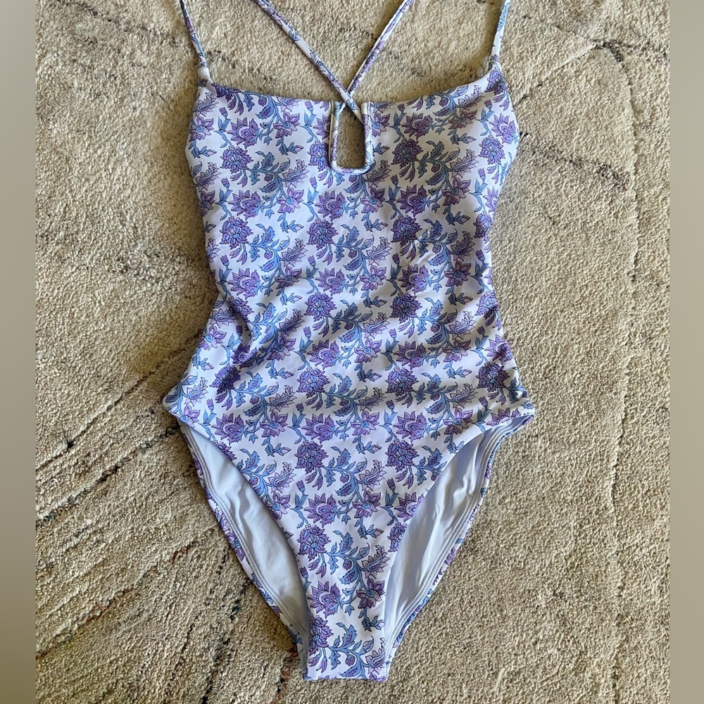 NWT J. Crew Purple and Blue Floral Swimsuit